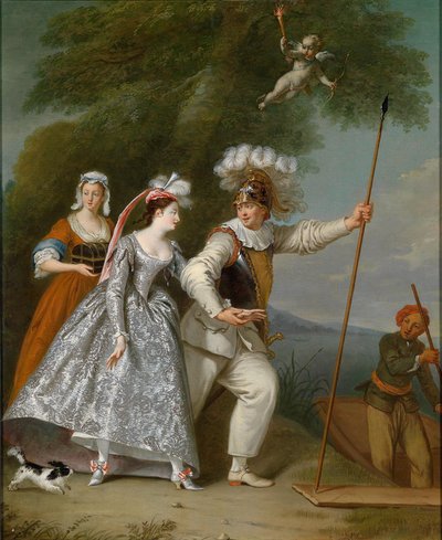 Ritratto di un elegante signore come Pierrot in una Commedia dell